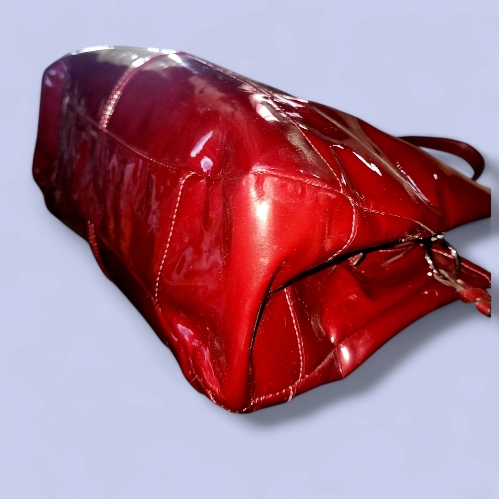 Coach Patent Leather Chelsea Jayden East- West Handbag Carryall Bag 17855 Wine - Picture 6 of 12